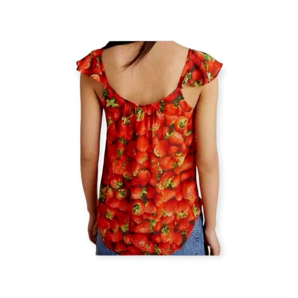 Anthropologie **Strawberry Print Sleeveless Top** Size 6 EUC - Picture 3 of 12